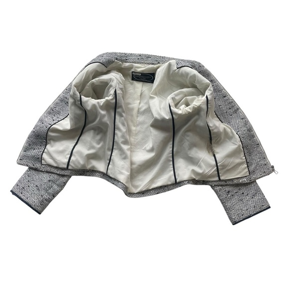 Magaschoni Tweed Blazer Jacket Navy Blue White Size 0 XS Italy Vintage formal - Picture 4 of 8